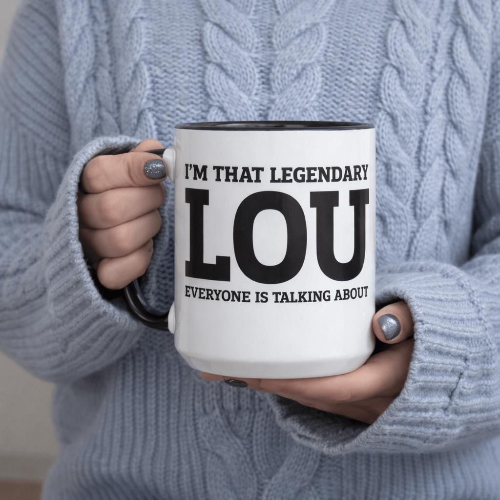Tailorly Black Accent 11 oz Mug - "im that lou" whimsical illustration