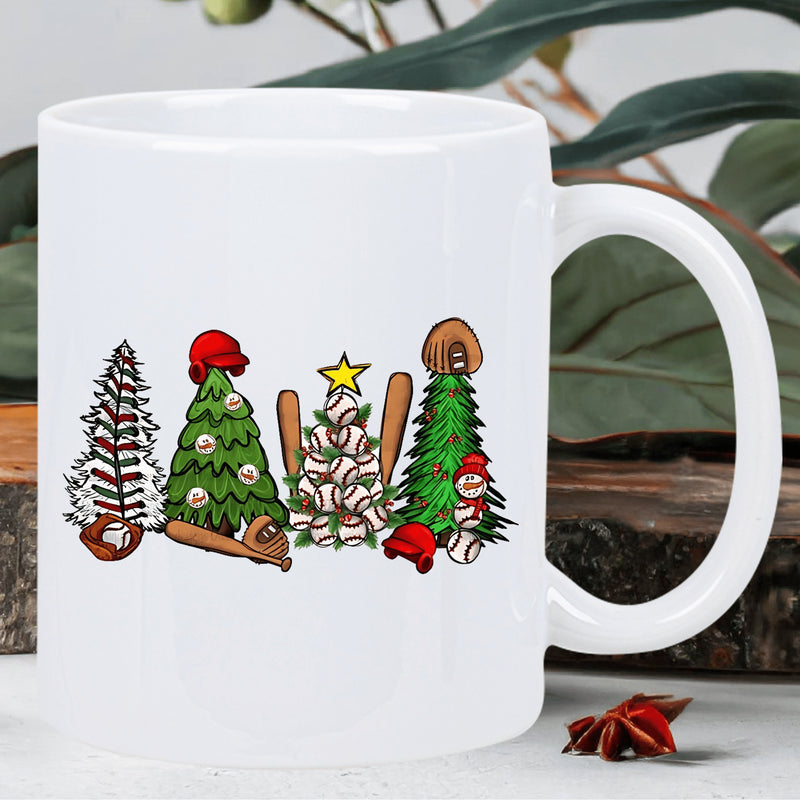 Tailorly White Ceramic 11 oz Mug - baseball themed