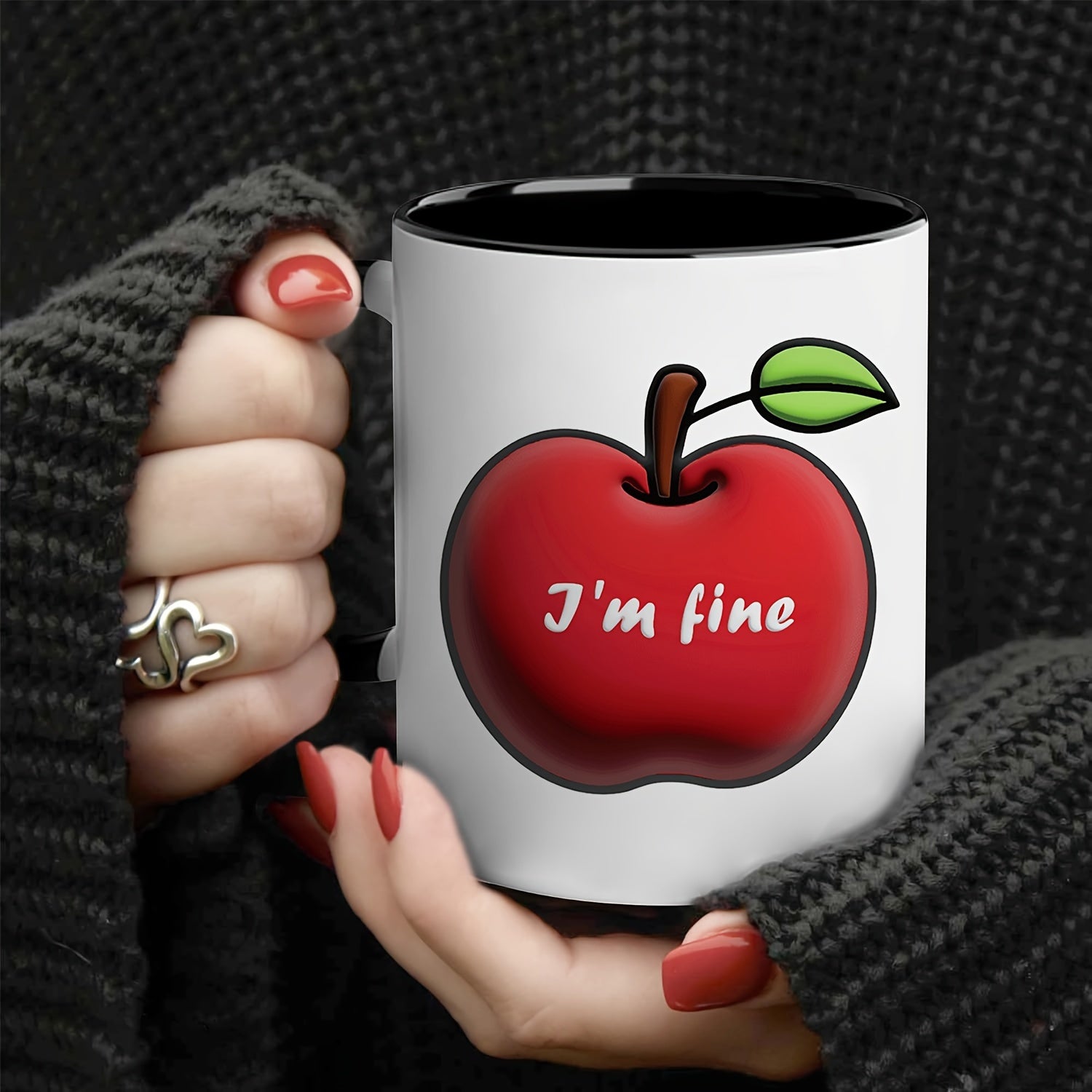 Tailorly Black Accent 11 oz Mug - im fine red text