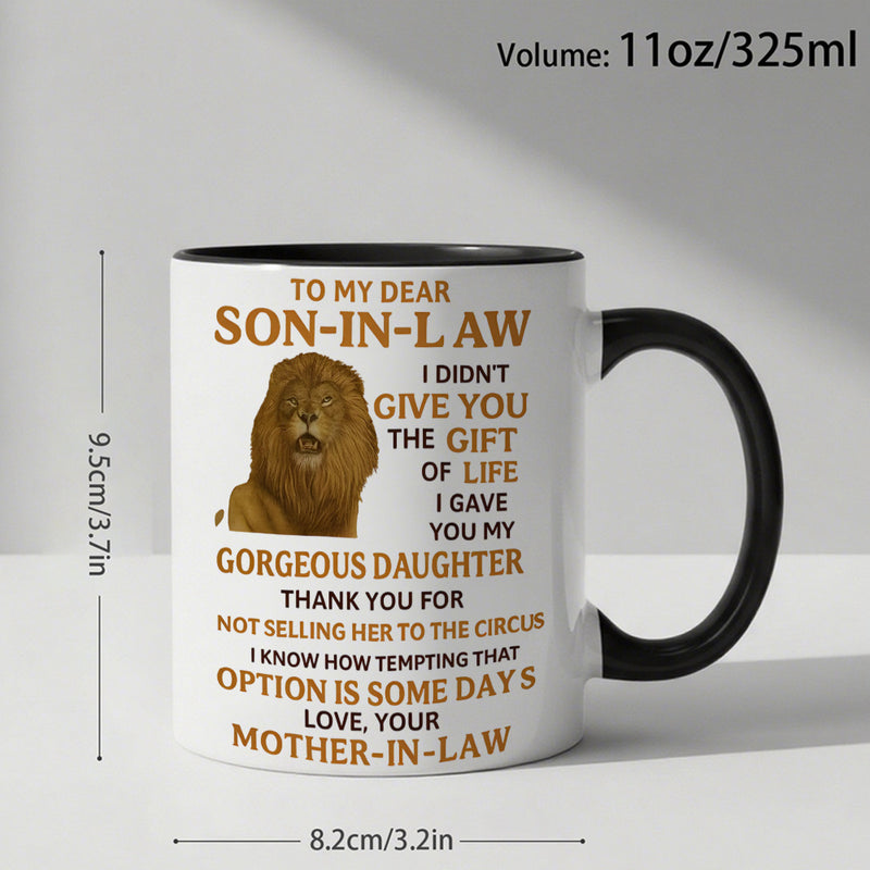 Tailorly Black Accent 11 oz Mug - sarcastic lion in law saying