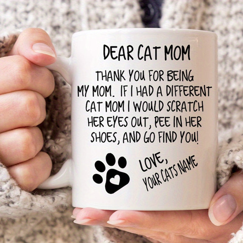 Tailorly White Ceramic 11 oz Mug - cat mama text