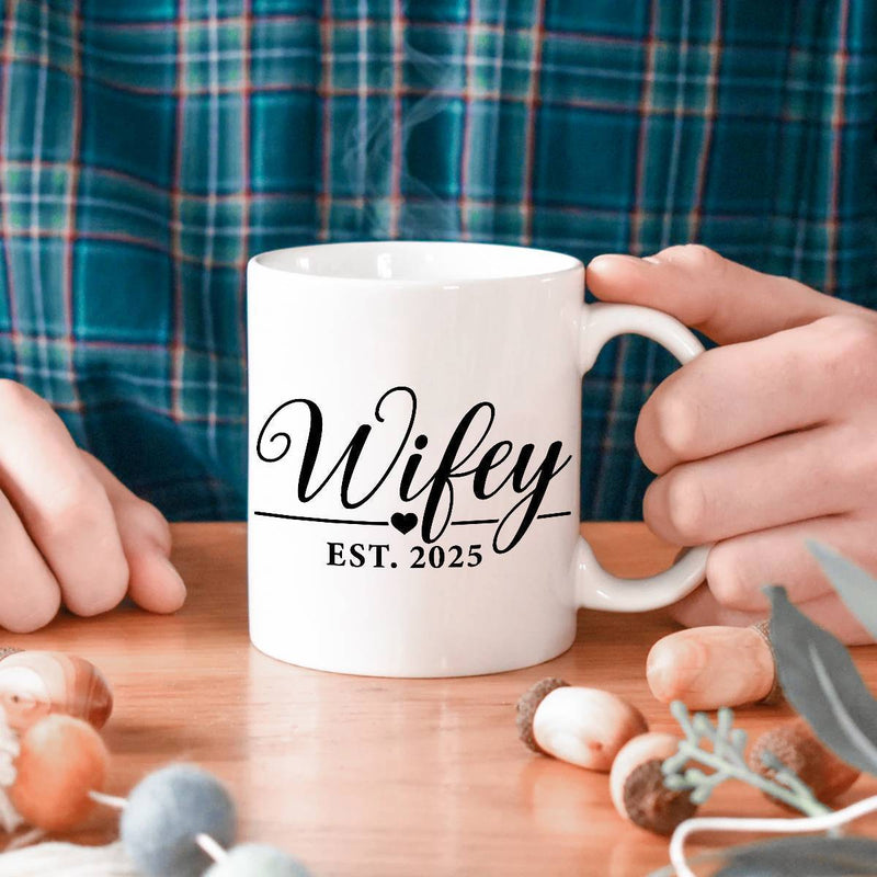 Tailorly White Ceramic 11 oz Mug - wifey est 2025