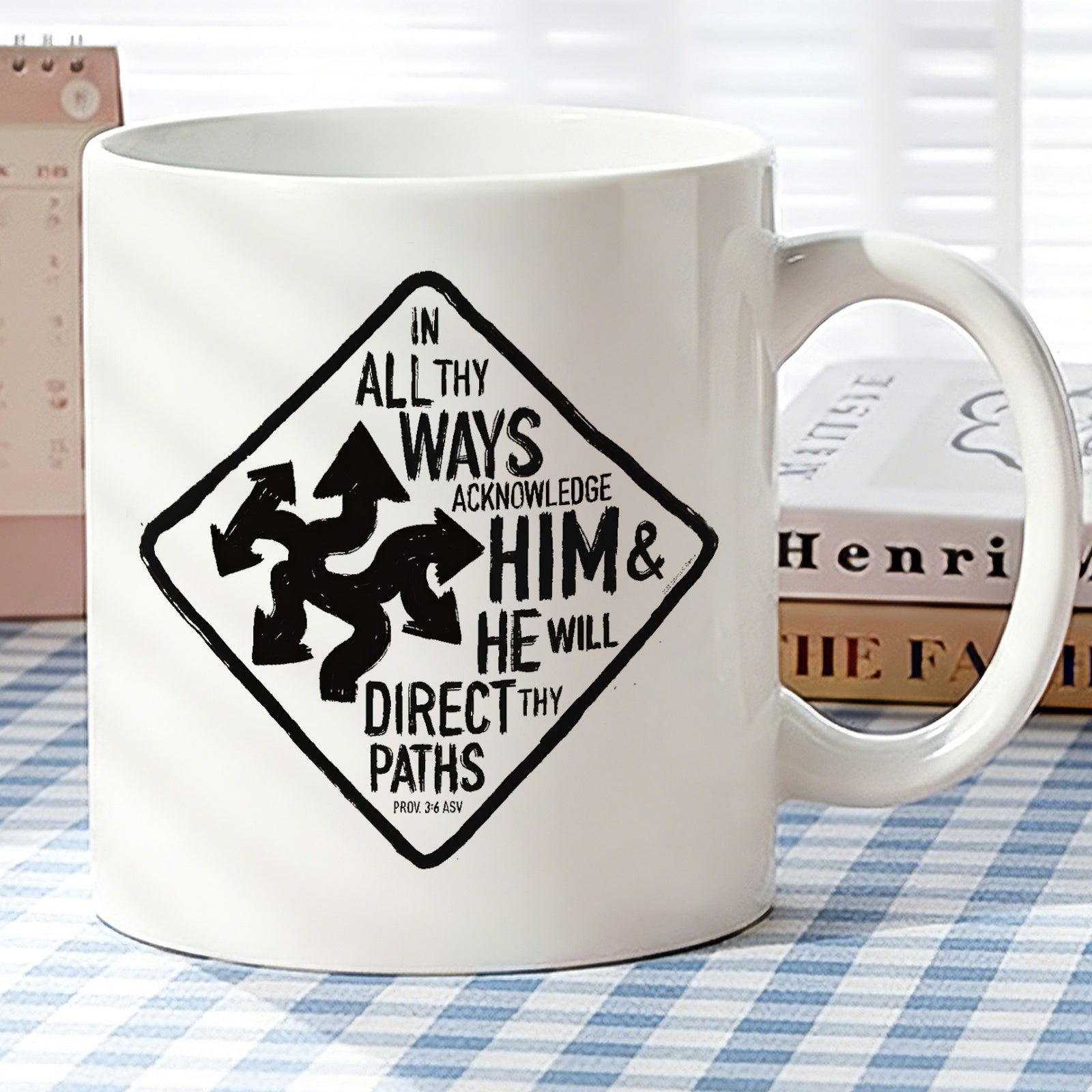 Tailorly White Ceramic 11 oz Mug - christian bible verse vintage text