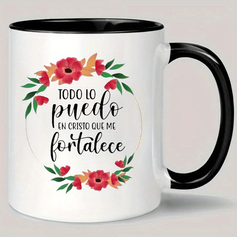 Tailorly Black Accent 11 oz Mug - inspirational quote "todo en que me"