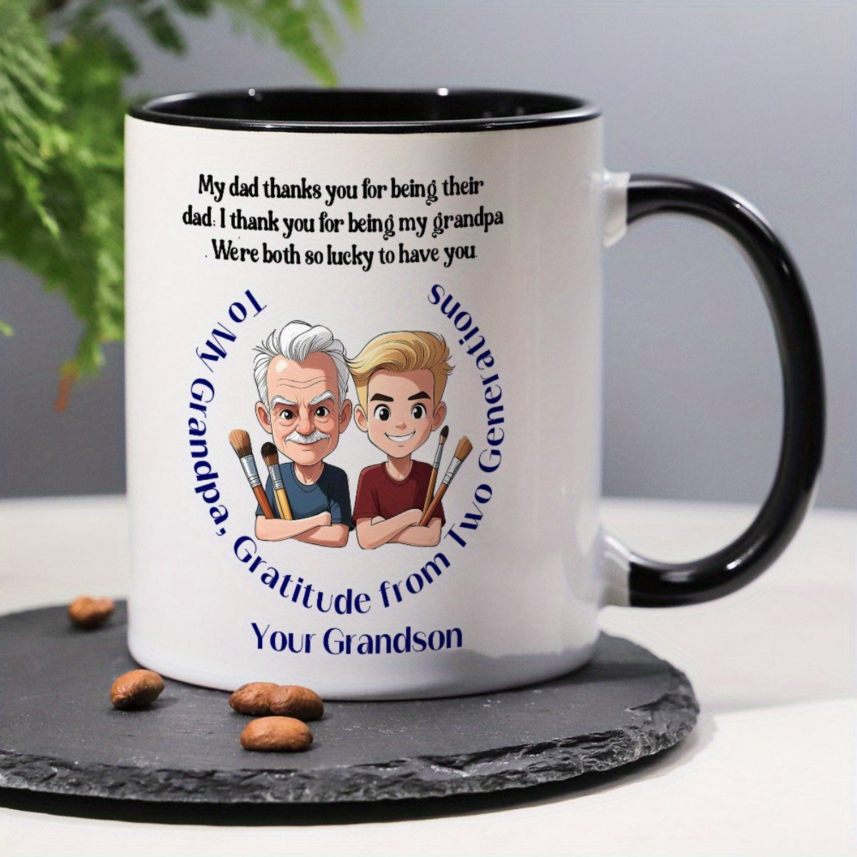 Tailorly Black Accent 11 oz Mug - funny coffee and gratitude with this grandpa mug a perfect gift for the special grandfather the most