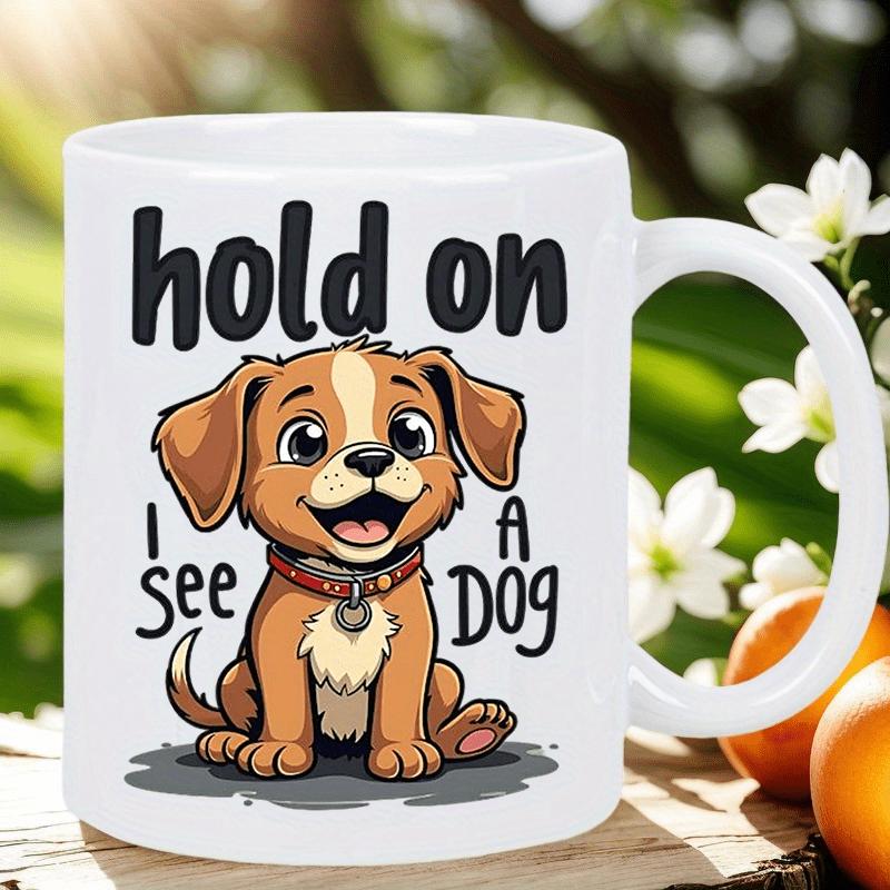 Tailorly White Ceramic 11 oz Mug - cute cartoon puppy