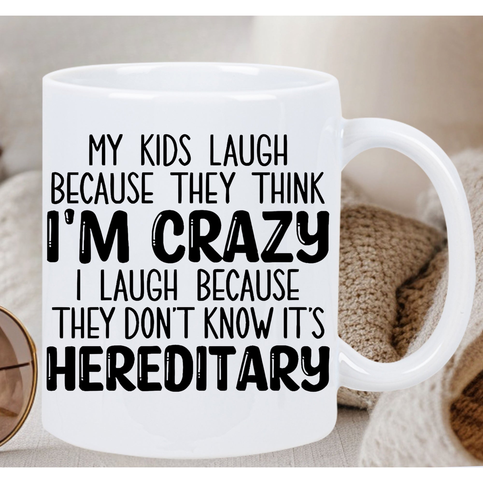 Tailorly White Ceramic 11 oz Mug - laugh at me im crazy