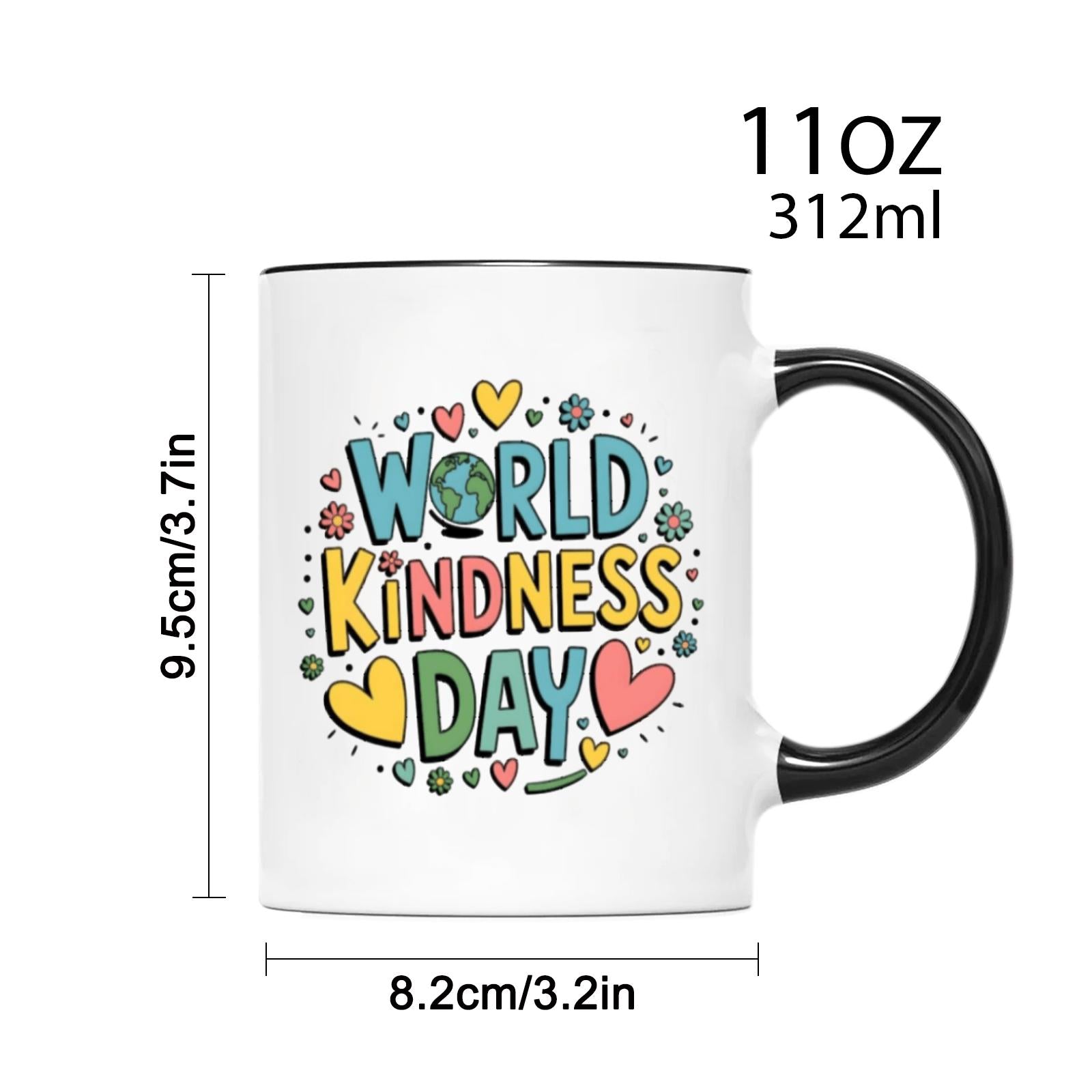 Tailorly Black Accent 11 oz Mug - colorful hearts and flowers