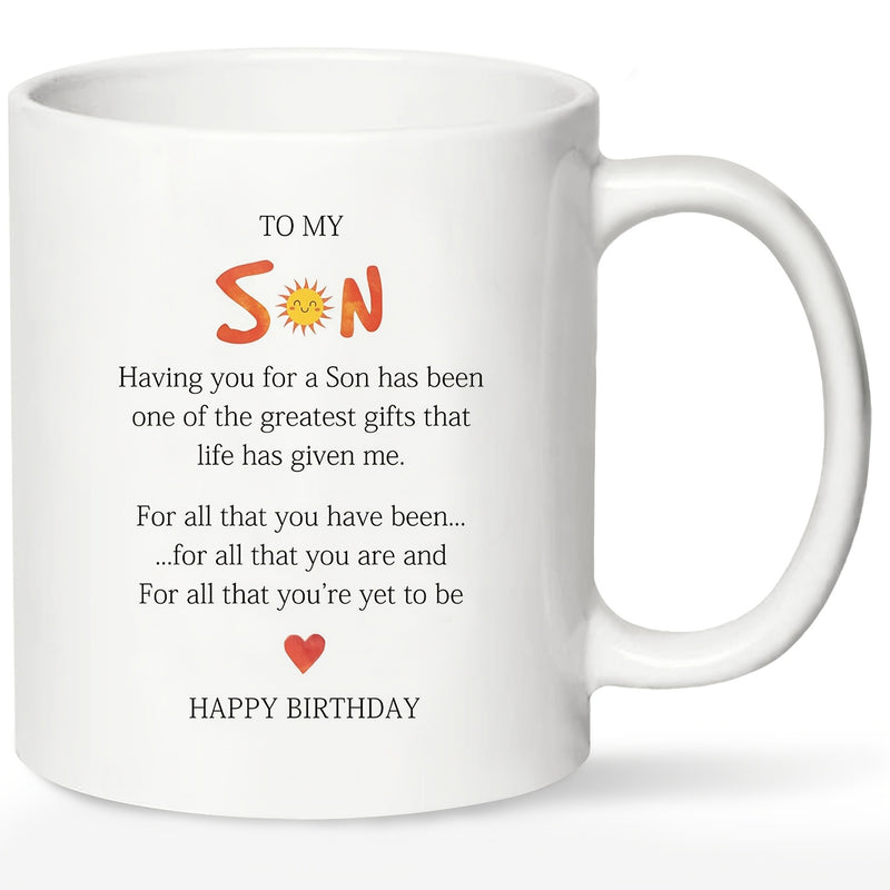Tailorly White Ceramic 11 oz Mug - having you for a son inspirational quote