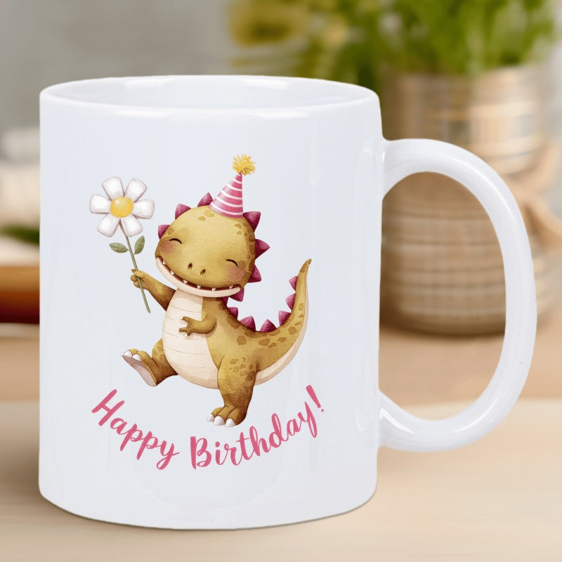 Tailorly White Ceramic 11 oz Mug - happy
