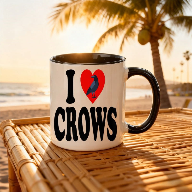 Tailorly Black Accent 11 oz Mug - black handle rim with a red heart