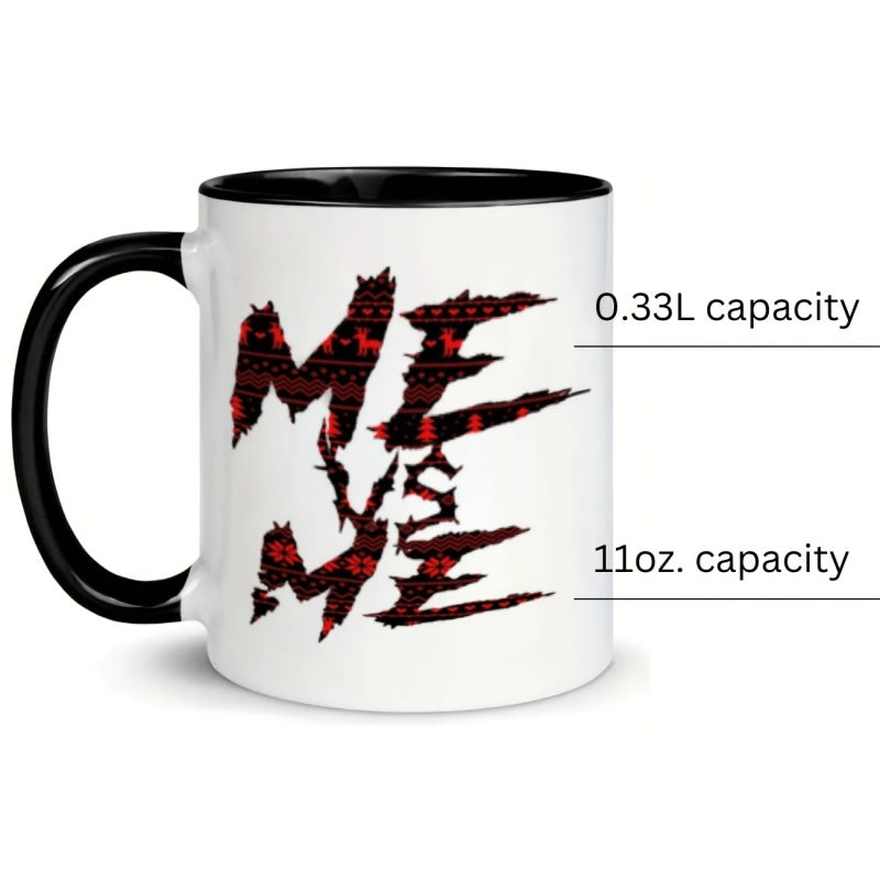 Tailorly Black Accent 11 oz Mug - 1pc 11oz ceramic coffee mug thermal ideal for coffee tea perfect gift for men women suitable for restaurants