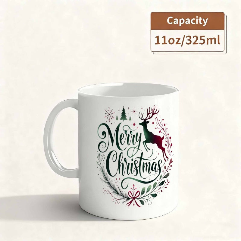 Tailorly White Ceramic 11 oz Mug - merry christmas
