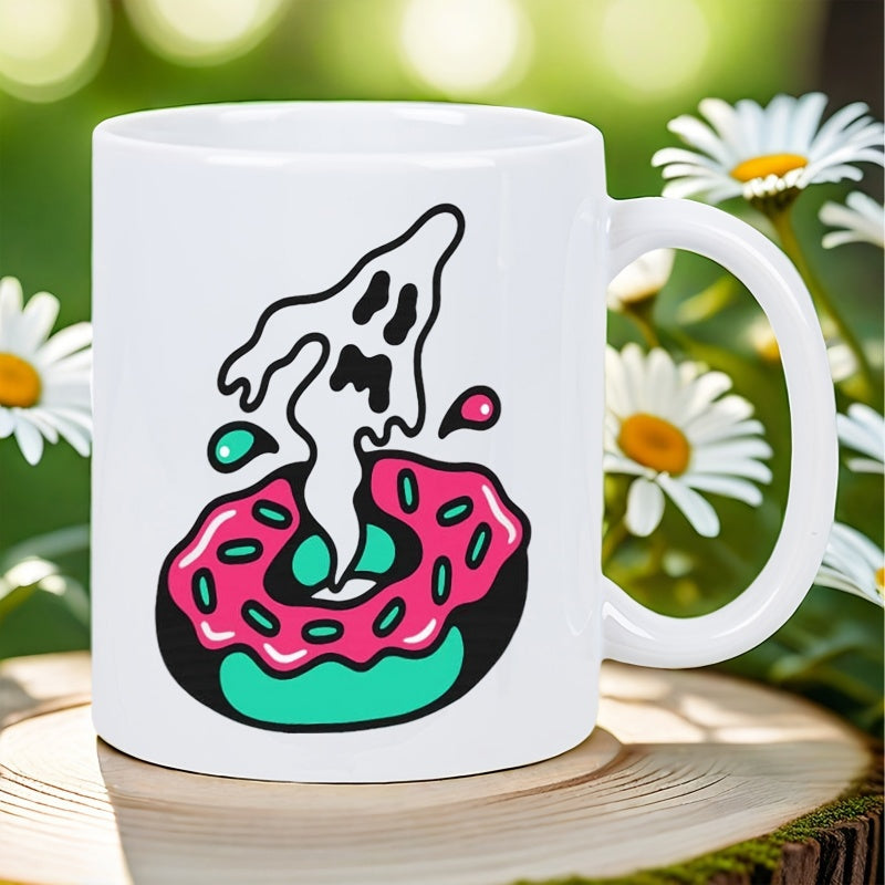 Tailorly White Ceramic 11 oz Mug - whimsical donut