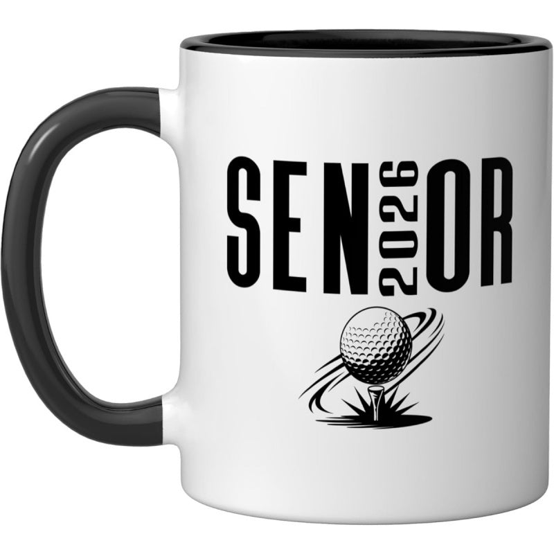 Tailorly Black Accent 11 oz Mug - class of 2026 senior golf themed golf tee golfer