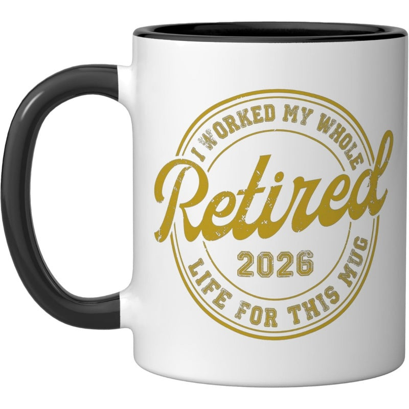 Tailorly Black Accent 11 oz Mug - funny retired 2026 worked for this retirement