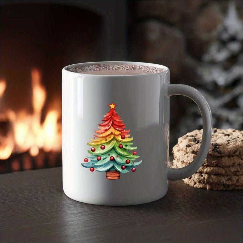 Tailorly White Ceramic 11 oz Mug - colorful holiday theme