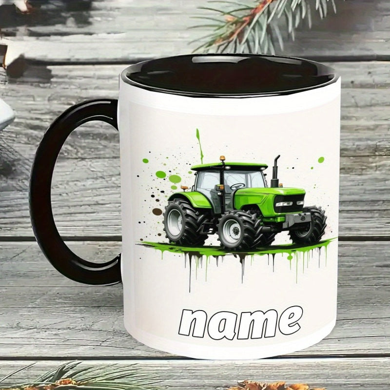 Tailorly Black Accent 11 oz Mug - cute cartoon tractor