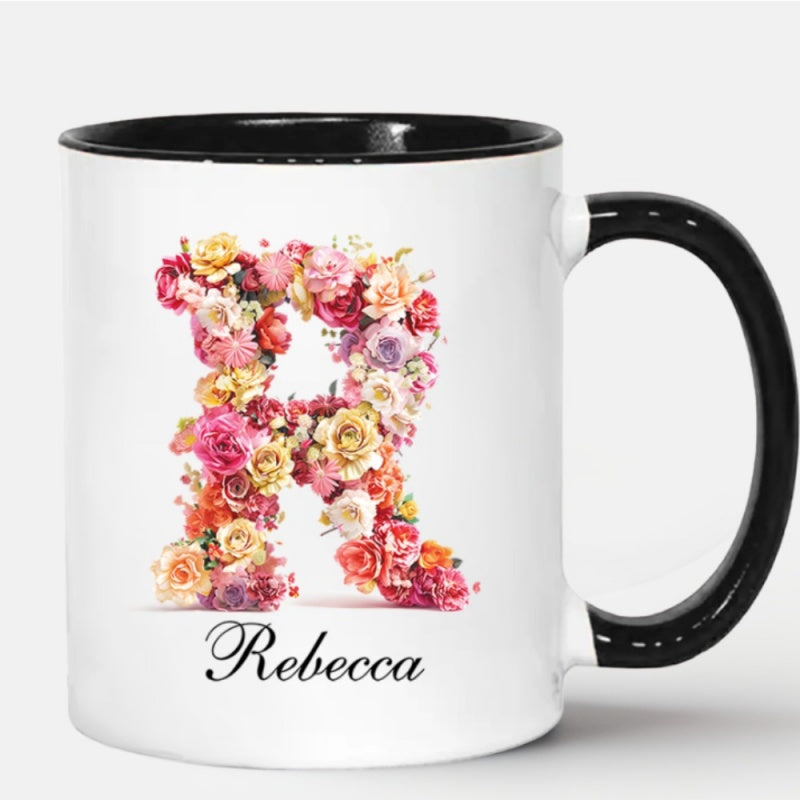 Tailorly Black Accent 11 oz Mug - customized letter
