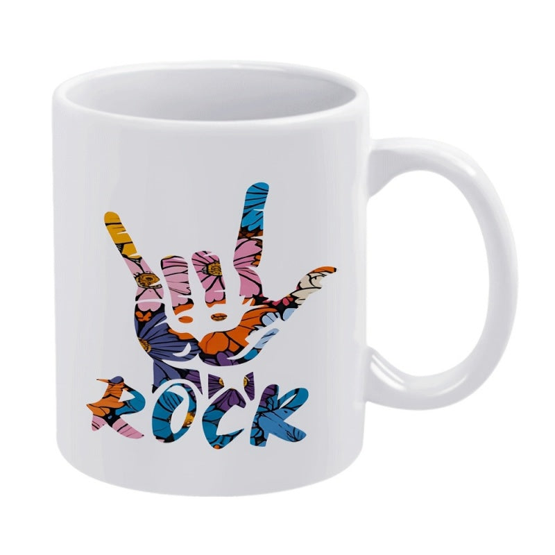 Tailorly White Ceramic 11 oz Mug - hand shaped stone