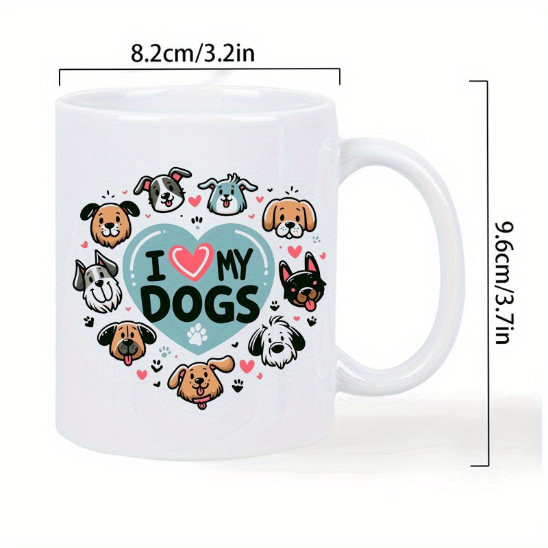 Tailorly White Ceramic 11 oz Mug - cute dog patterns， heart shaped design， spaniels， shih tzus