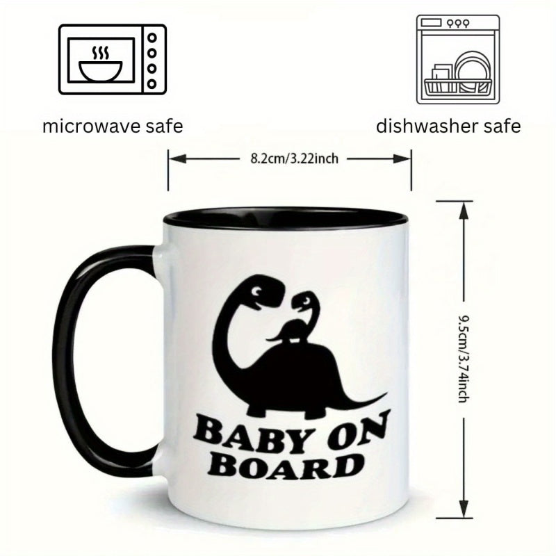 Tailorly Black Accent 11 oz Mug - coffee， cute dinosaur， baby board， christmas， new year