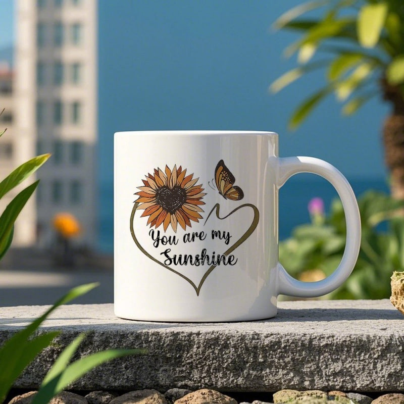 Tailorly White Ceramic 11 oz Mug - sunflower