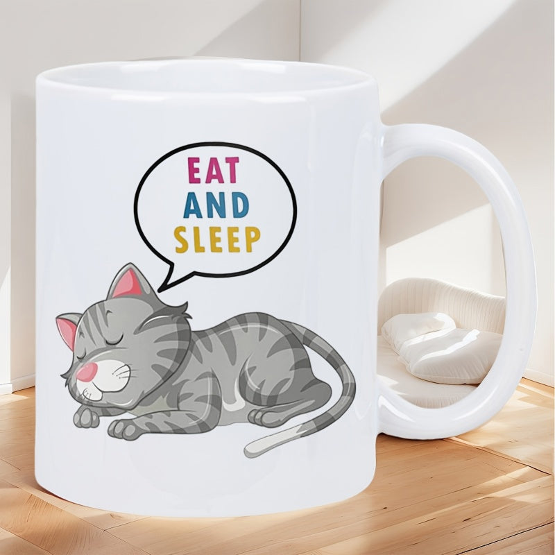 Tailorly White Ceramic 11 oz Mug - 1pc themed fashionable and fun daily ceramic mug with pattern printing it can only be washed an gift