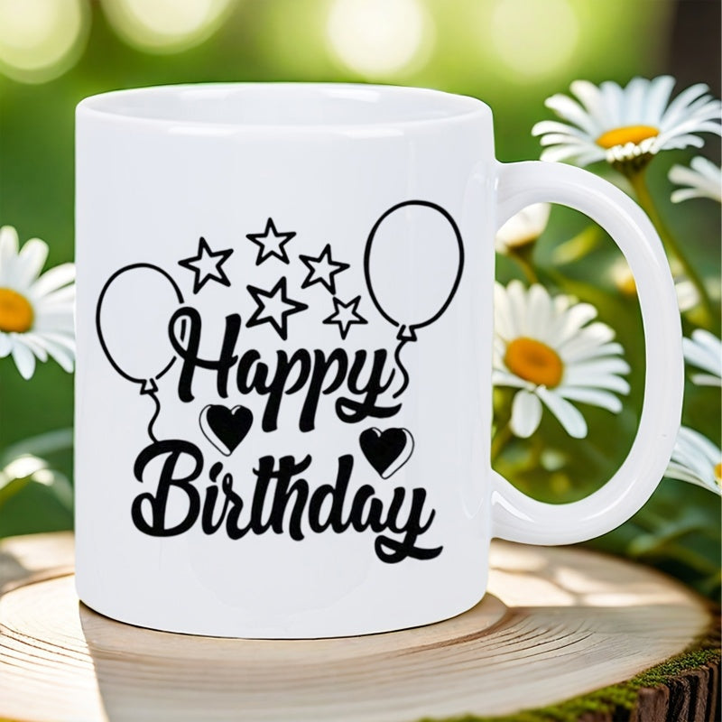 Tailorly White Ceramic 11 oz Mug - happy birthday text