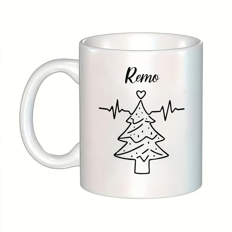 Tailorly White Ceramic 11 oz Mug - christmas tree