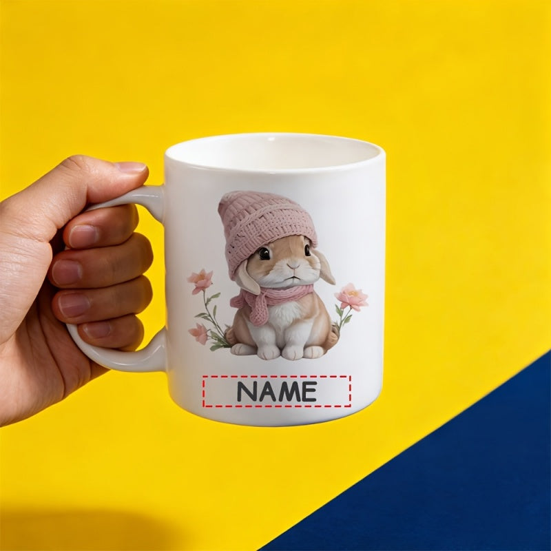 Tailorly White Ceramic 11 oz Mug - custom 1pc ceramic coffee mug pink hat pink bib cute a fashionable beverage container suitable for coffee tea and