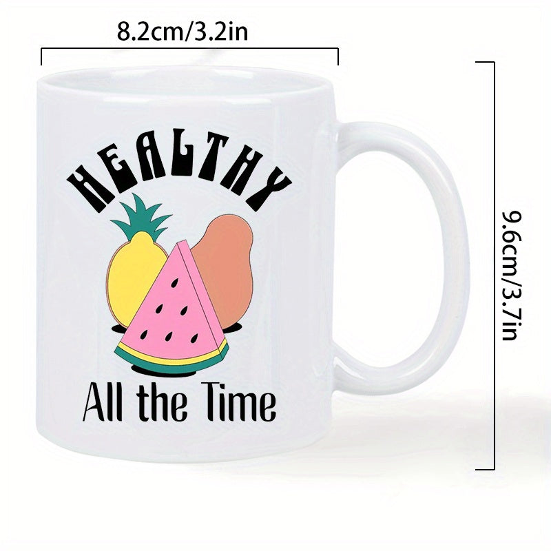 Tailorly White Ceramic 11 oz Mug - pineapple watermelon