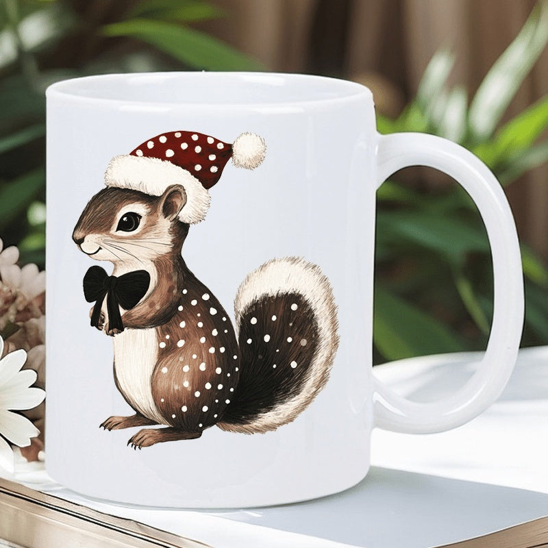 Tailorly White Ceramic 11 oz Mug - cute squirrel
