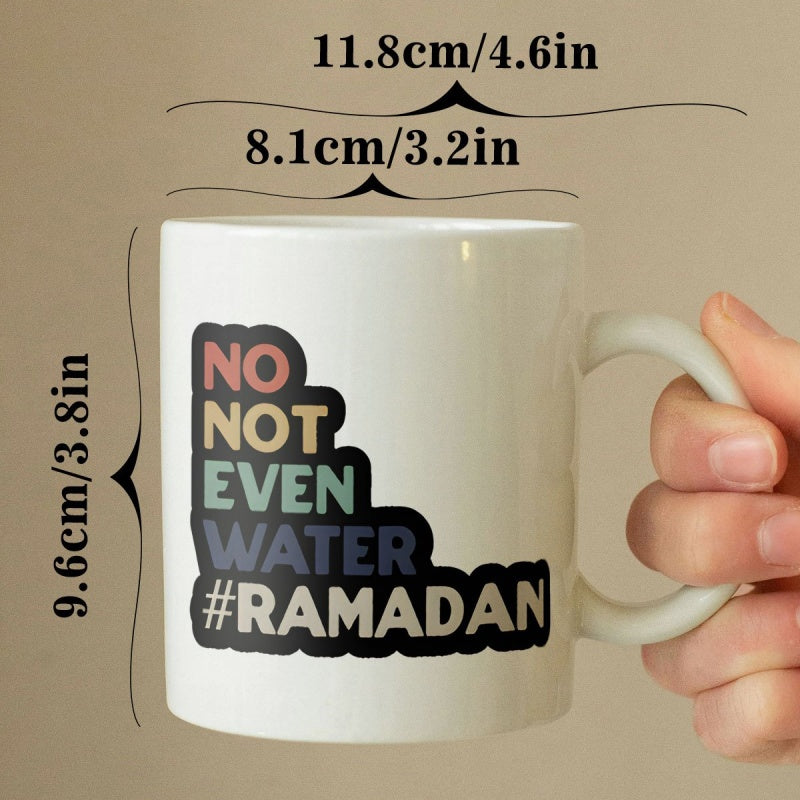 Tailorly White Ceramic 11 oz Mug - 1pc ramadan humor themed ceramic mug no not water ramadan color reusable coffee tea water cup with handle ideal for