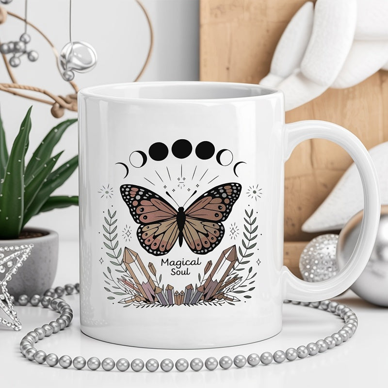 Tailorly White Ceramic 11 oz Mug - magical moonlight blend and serenity text and moon illustration