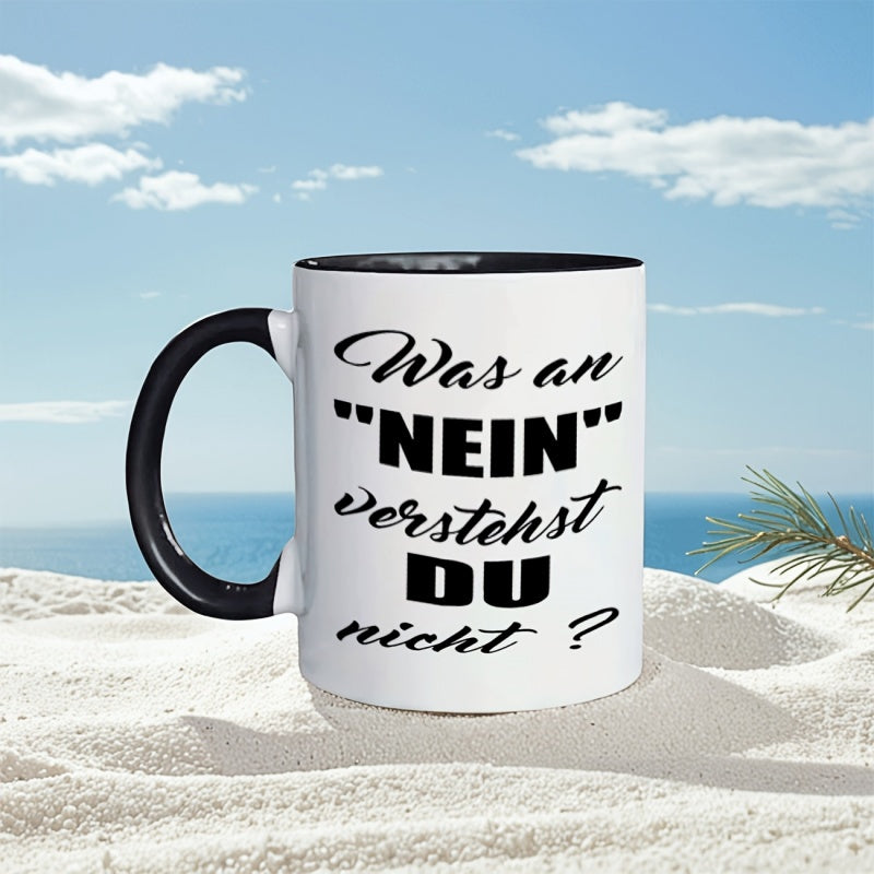 Tailorly Black Accent 11 oz Mug - 1pc german coffee mug 11oz ceramic coffee cup for restaurant and business suitable for hot and cold beverages ideal for