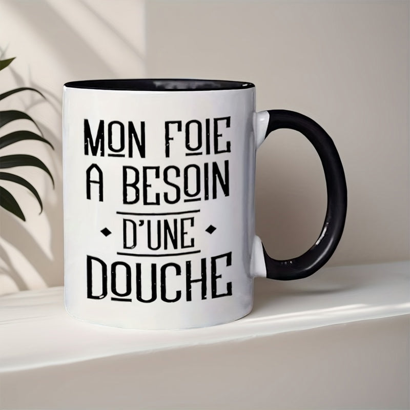 Tailorly Black Accent 11 oz Mug - liver shaped handle and liver themed