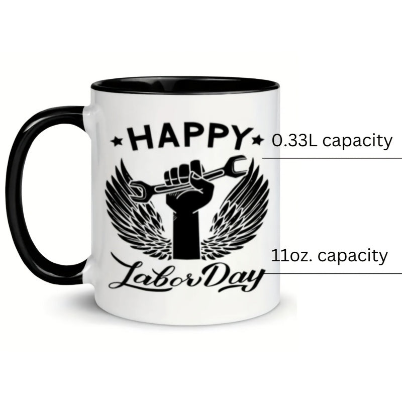 Tailorly Black Accent 11 oz Mug - sports themed design with wings and wrench