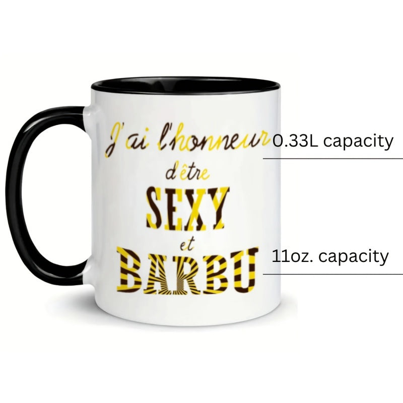 Tailorly Black Accent 11 oz Mug - bearded coffee cup with adorable design