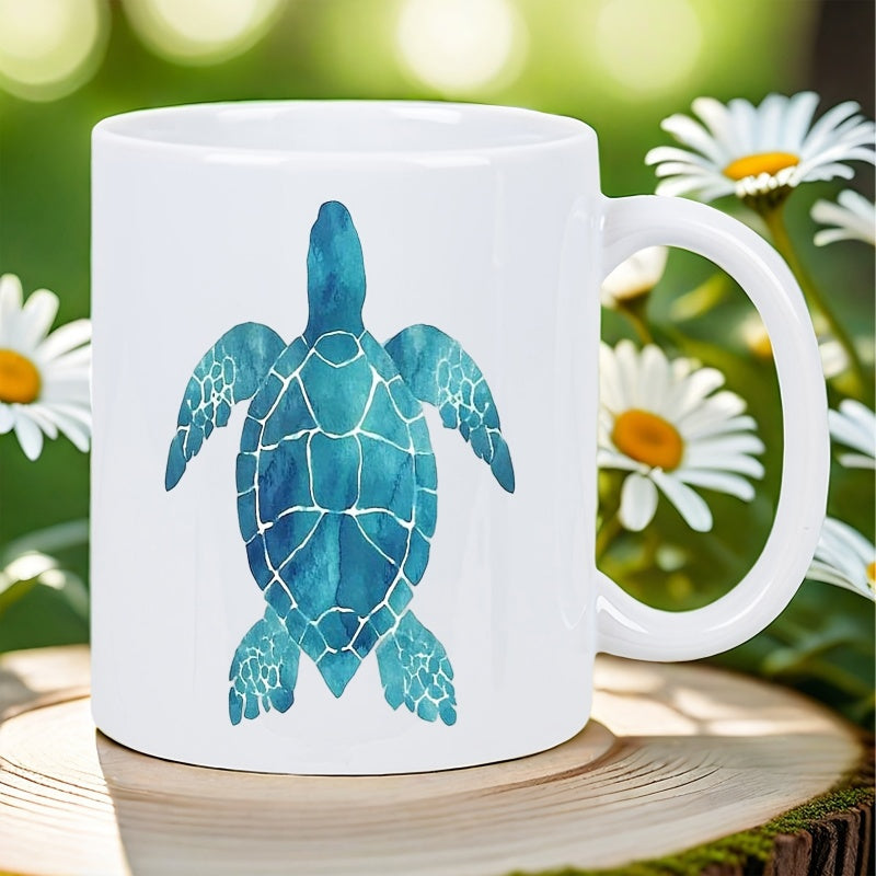 Tailorly White Ceramic 11 oz Mug - turtle