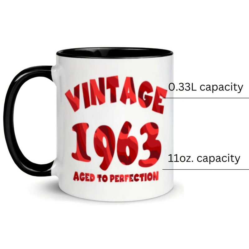 Tailorly Black Accent 11 oz Mug - 1pc of a vintage 1963 coffee mug designed for office workers this 11oz ceramic cup is perfect for hot and cold drinks