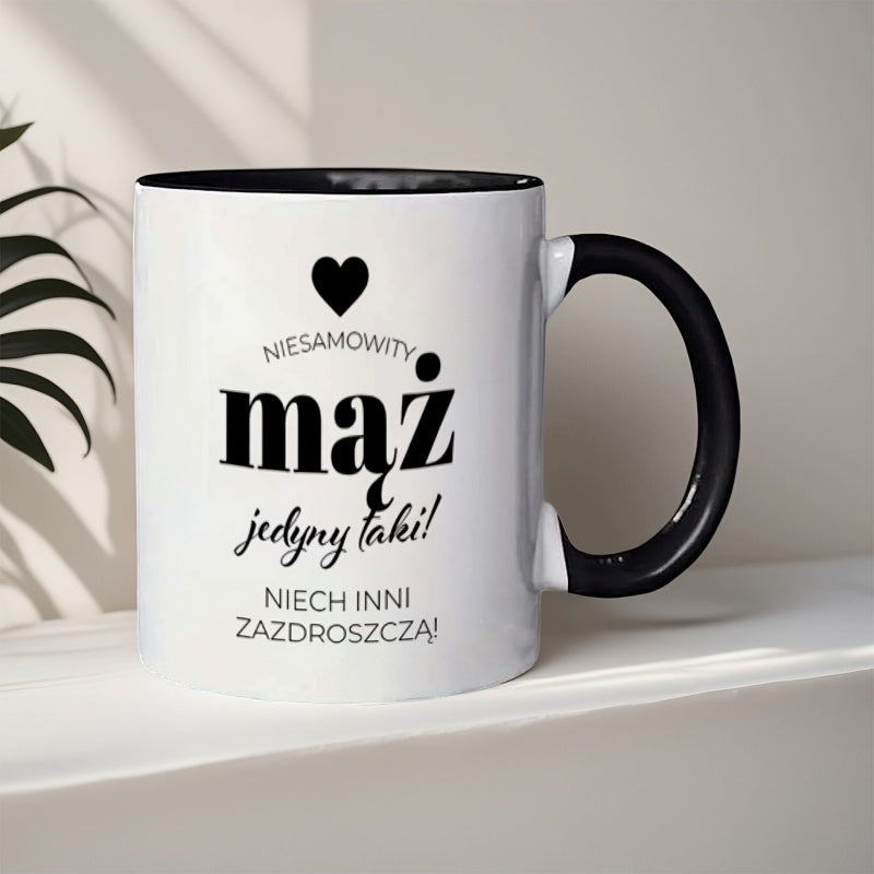Tailorly Black Accent 11 oz Mug - humorous design about marriage