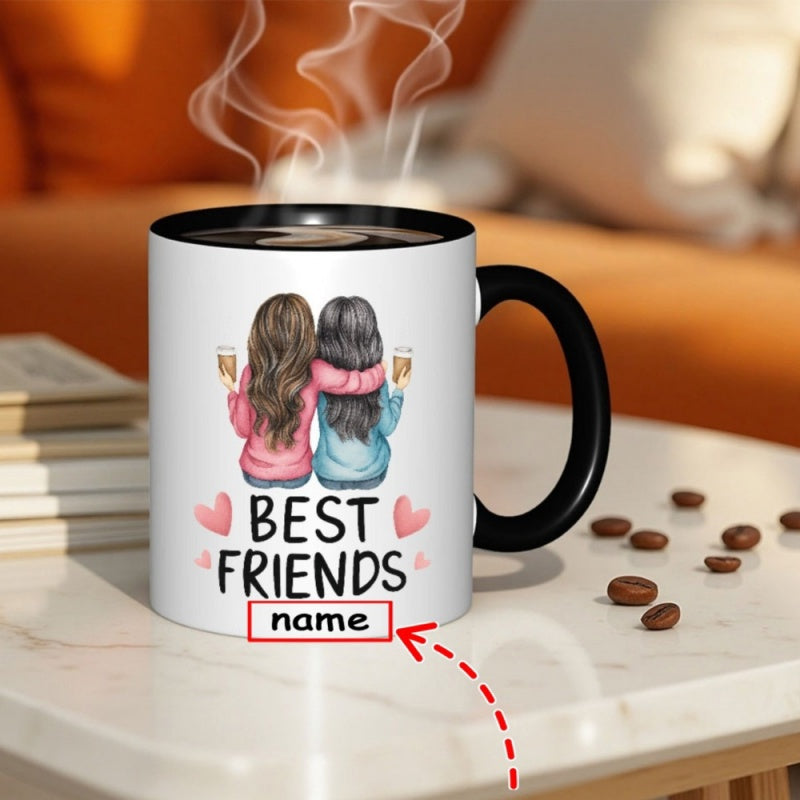 Tailorly Black Accent 11 oz Mug - two women design