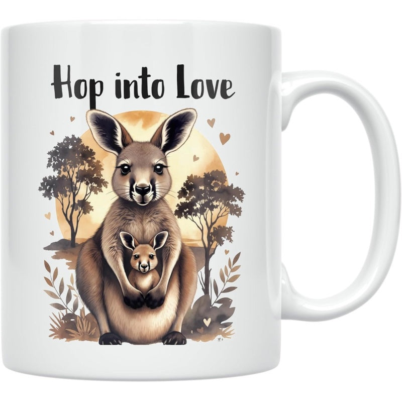 Tailorly White Ceramic 11 oz Mug - kangaroo