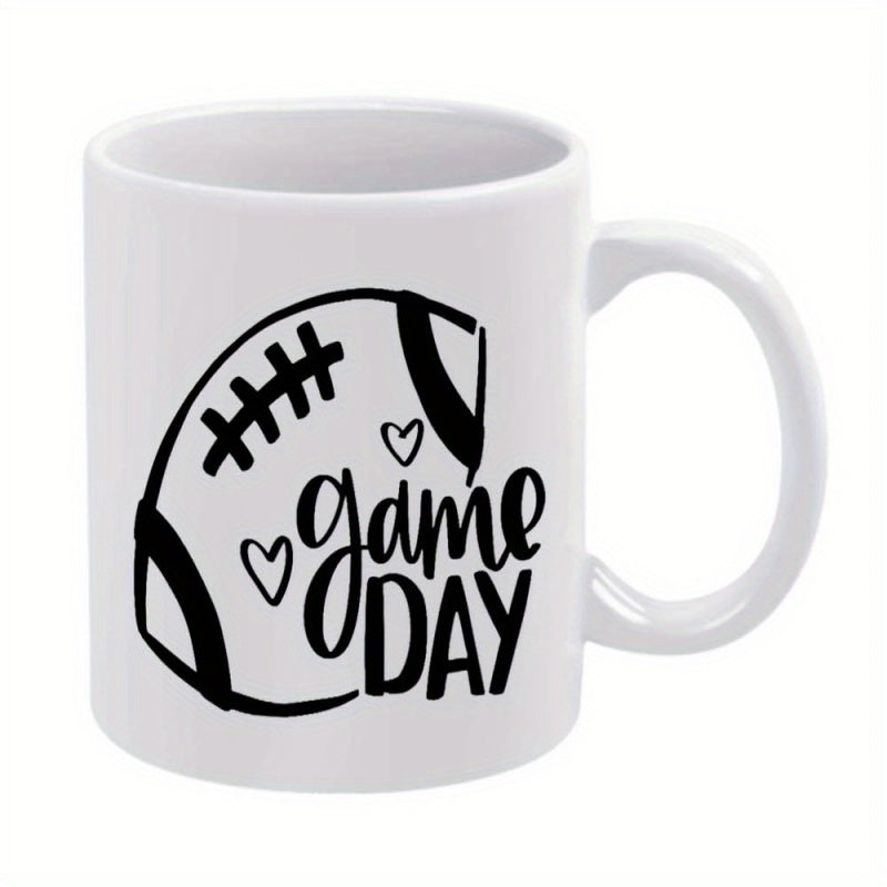 Tailorly White Ceramic 11 oz Mug - football themed， soccer football design