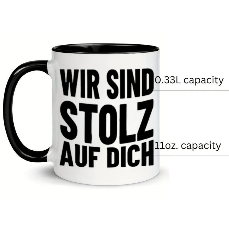 Tailorly Black Accent 11 oz Mug - 1pc ceramic branding tea mug 11 ounce hot cold cup for suitable for restaurants offices promotional gifts ideal for