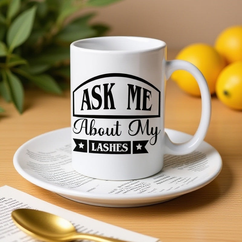 Tailorly White Ceramic 11 oz Mug - ask me about