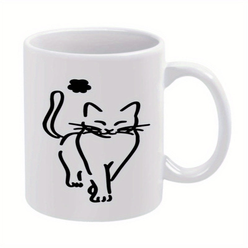 Tailorly White Ceramic 11 oz Mug - cute kissing cats black cat face paw
