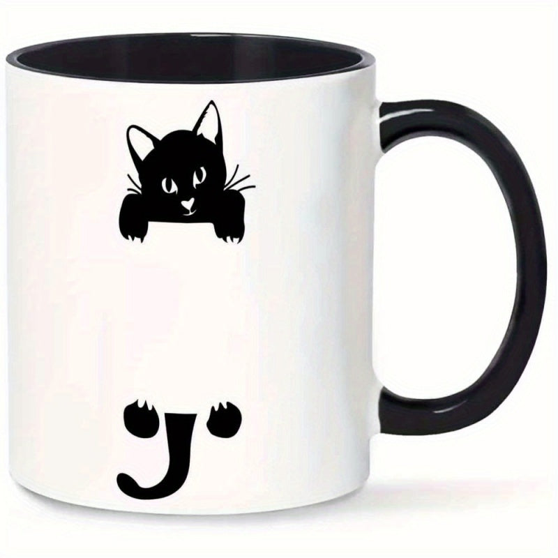 Tailorly Black Accent 11 oz Mug - a single cute kitten face