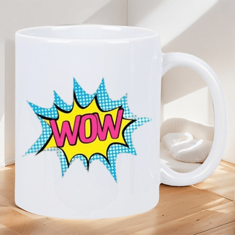 Tailorly White Ceramic 11 oz Mug - wow comic style